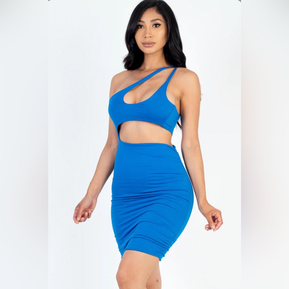 One Shoulder Cut out mini dress